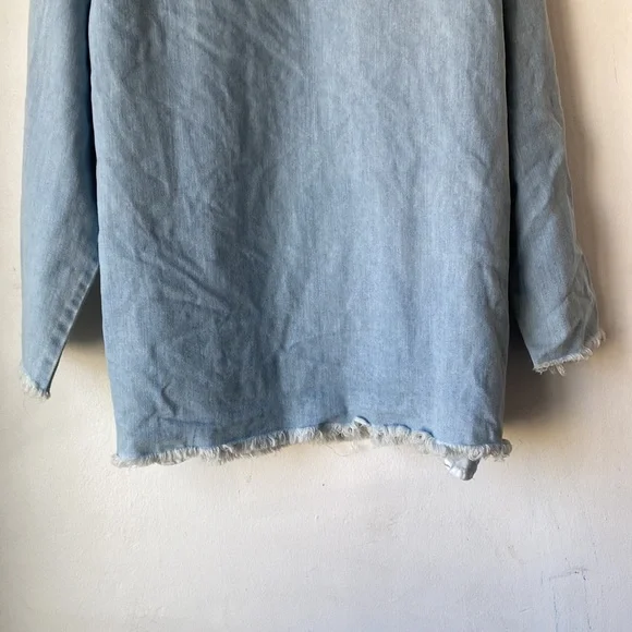 Elwood Large Denim Raw Edge Hoodie - Picture 10 of 12